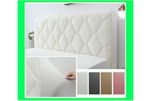 Smingm Bettkopfteil Hussen, Bett Kopfteil Bezug Staubdichte Dehnbare Kopfteilbezug Verdicken Gesteppt Einfarbig Baumwolle Kopfbedeckungen Abdeckung Schutzhülle,weiß-190CM