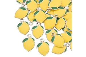 DanLingJewelry 100Pcs Fruit Theme Charms Enamel Lemon Charms Food Lemon Charms for Bracelets Jewellery Making