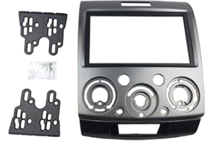 1SOURCETEK Car Radio Stereo Panel for Ford Everest Ranger Mazda BT-50 BT50 Double Din Fascia Installation Kit (Ford-Silver)