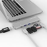 USB-C Hub Adapter Wavlink Thunderbolt 3 Pass-Through Charging PD Hub with 4K HDMI, SD / Micro SD Card Reader for Macbook Pro 2016/2017 13/15", Aluminum Best Dock- 5K 40GbS TB3, USB C Port, 2x USB 3.0