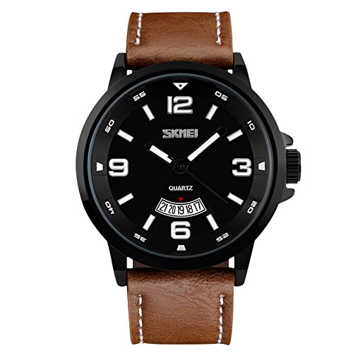 Bozlun Quartz-Uhr fr Herren mir groer Anzeige Leder-Armband bis 30 m wasserdicht Automatische Datumsanzeige Armbanduhr fr Herren  Braunes Armband Bozlun Quartz-Uhr fr Herren mir groer Anzeige Leder-Armband bis 30 m wasserdicht Automatische Datumsanzeige Armbanduhr fr Herren  Braunes Armband