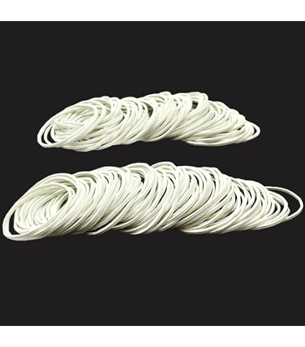 PATIKIL Silicone Gomma Fasce cerchio 200pz Antiscivolo 3/8 Piatto Bianco per Libri, Arte, Scatole, Cordoncino Avvolgimento, Borsa Fasce