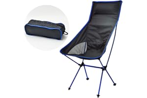 LSLANSOON Lightweight Folding High Back Camping Chair with Headrest, Portable Backpacking Chair, Beach Chair Recliner for Outdoor Hiking Fishing Patio Backyard Picnic Travel (Deep Blue)