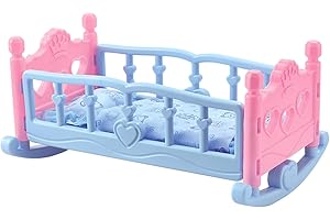 SAFIGLE Lit PoupéE Princesse pour Fille 35 Cm avec Accessoires en Plastique Et Tissu Berceau Miniature pour Poupon BéBé Jouet CréAtif pour Enfants 2-5 Ans IdéAl pour Jeux D’Imitation Et Cadeaux