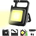 Small Portable Keyring Led Work Light, 500 Lumens COB Work Light, Mini Magnetic Base Inspection Light with Bottle Hook, 3 Light Modes, Rechargeable Led Flashlight for Camping Work Emergency
