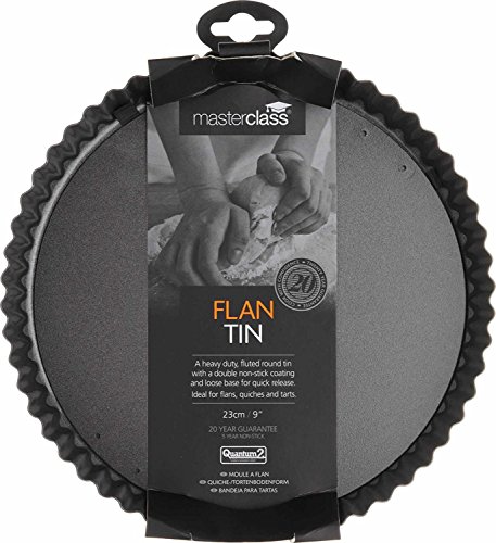 KitchenCraft Master Class Flan-/Quiche-Form, geriffelt, antihaftbeschichtet, mit Hebeboden, stahl, schwarz, 23 cm (9 inches) - 5