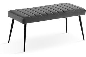 ‎TUKAILAI TUKAILAI Sitzbank Esszimmer 101cm mit Samt Dickes Sitz, Polsterbank mit Metallbeinen, Bettbank Garderobenbank Küchenbank, Esszimmerbank Garderobe Schlafzimmer Flur Möbel