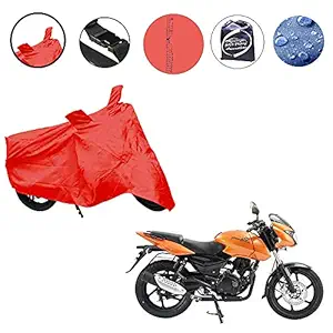 Auto Pearl Red Matty Bike Body Cover with Mirror Pockets Buckle Belt for - Bajaj Pulsar