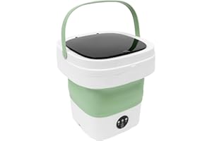 NIGORIY Faltbare Mini Waschmaschine, 12L Portable Washing Machine, Reiner Kupfermotor 36W 12V Camping Mobile Waschmaschine 3 Reinigungsmodi Reisewaschmaschine (Grün)
