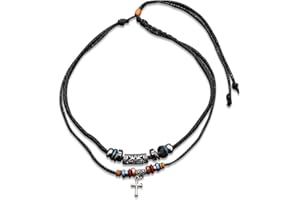 KXUSW Colgantes Cruz-Colgante Cruz Hombre y Mujeres-Collar De Cuero Cruzado-Collar De Cuero Trenzado-Collar De Cuero Trenzado Vintage-Circunferencia 70cm, Largo Ajustable