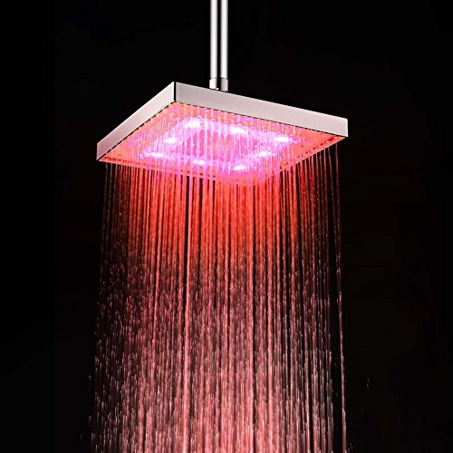 Getek square 8 „Zoll LED Duschkopf mit Temperatur Sensor Duschkopf mit 3 facher Farbverstellung - 4
