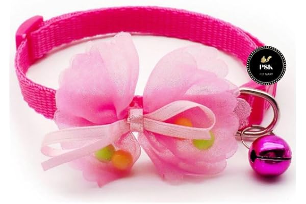 PSK PET MART Small Size Adjustable Cat Bow Tie for Fashion Party, Function, Weeding Cum Formal Costume Neck Tie Cum Necktie for Dog/Puppy/Cat/Kitten (Rose Pink), 32 x 1 cm