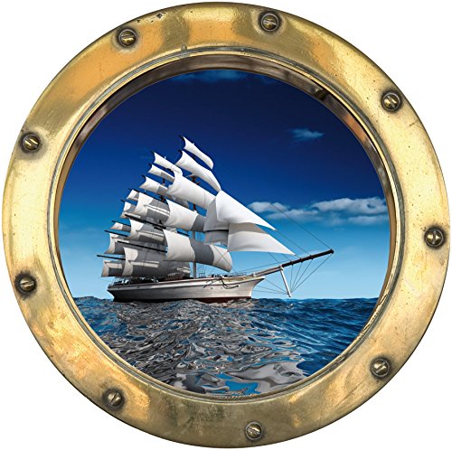 Preisvergleich Produktbild Wandtattoo Bullauge Schiff Segelboot H303, 30x30cm