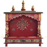 Jodhpur Handicrafts Wooden Home Temple with LED Bulb (Multicolour)