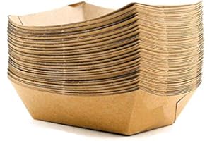 STREETFOOD PACKAGING BIODEGRADABLE PACKAGING THAT FITS YOUR BUDGET [50 pcs] Brown Paper Trays [17cm x 12cm, 400ml ] Nachos Burger Hotdog Cardboard Takeaway Trays with Organic Coating, Small to Large Paper Food Trays, Cardboard Bowls, Burger Tray