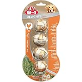 8in1 Delights Kaubälle, Größe S, gesunder Kausnack in Ballform für kleinere Hunde mit echtem Hähnchenfleisch, 4 Stück (1 x 36 g)