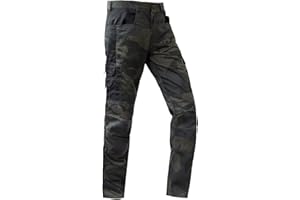 WORK IDEA Herren-Arbeitshose - Camouflage-Hose Herren-Cargohose mit innenliegenden Knietaschen