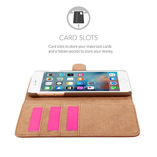 iPhone 6s Plus Case, Snugg - Brown Leather iPhone 6s Plus Flip Case [Lifetime Guarantee] Premium Wallet Phone Cover with Card Slots for Apple iPhone 6s Plus