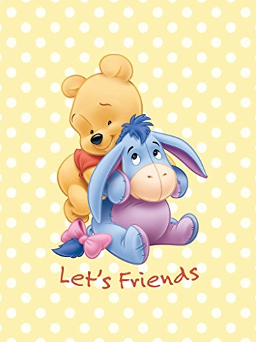 Babydecke Kinderdecke Kinderwagendecke "Winnie the Pooh" Let`s Friends Größe: 75 x 100 cm in Gelb