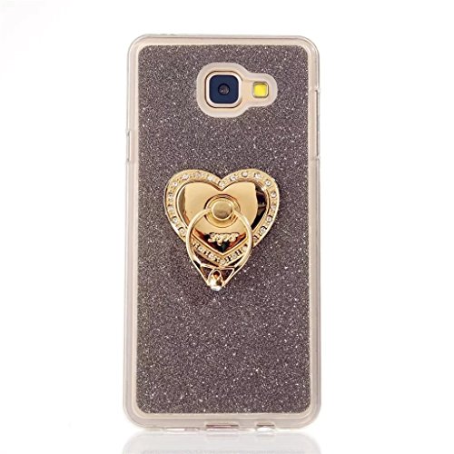 Samsung Galaxy A5(2016) A510 Hülle, MUTOUREN Samsung Galaxy A5(2016) A510 Etui Hülle Tasche Schutzhülle TPU Silikon Case Cover Bling Glitzer Schwarz Bumper mit Ring und Anti-Scratch Löschen Back Bumper für Samsung Galaxy A5(2016) A510