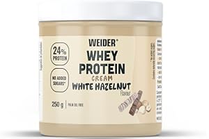 Weider Whey Protein Cream (250g) Gusto Cioccolato Bianco-Nocciola, Crema Proteica Spalmabile con 24% di Proteine, con Proteina di Siero del Latte, Senza Zuccheri Aggiunti, Senza Olio di Palma