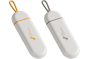 Ziyonix 2 Pezzi Portapillole da Viaggio, Mini Portapillole, Porta Pillole da Tasca Senza Bpa, Tagliapillole con Design Scorrevole 3 Scomparti per Integratori Vitamine