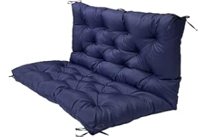 Yuly Bench Pad Cushion,Waterproof Seat Pad with Backrest,2 or 3 Seater Swing Chair Pad,Replacement Seat Mat for Outdoor Indoor Patio Hammock Furniture Recliners(Navy)