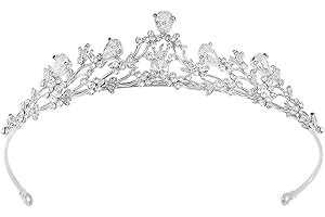 KRYMSON 1 costume da principessa corona da donna Rapunzel, corona da sposa, fata, argento, tiara, da donna, carnevale, argento, corona, 13*3.3cm, lega, Cristallo