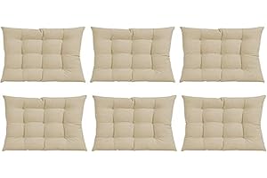 N/S GREATOYAR Cojines para Silla y Asiento, Decoración de Asiento de Jardín Casa Terraza, Cojín Decorativo con Correas de Sujeción, 9 Pespuntes, Fabricado en España, 40 x 40 x 3.5 cm, Pack 6, Beige