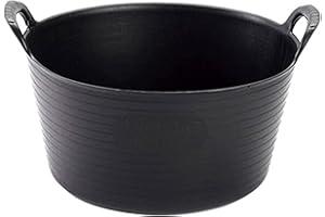 GARD N TOOL 15L Heavy Duty Plastic Flexi Tub Home Garden Flexible Storage Bucket Container Bucket Laundry Toys Kitchen Bucket, Rubble Container, 2-Handled Recycled Tub Plastic Storage Bucket (Black)