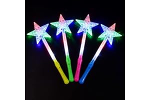 LEEMASING 5 Pcs LED Light Up Wands Magic Wand For Wedding Dance Floor Props,Reception,Concert,Camping (Pentagram)
