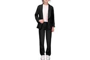 Generico Completo Bambina Ragazza Eleganti 2 Pezzi Giacca Blazer Maniche Lunghe e Pantaloni Tailleur Cerimonia Primavera e Autunno per Bambine Ragazze 5-14 Anni