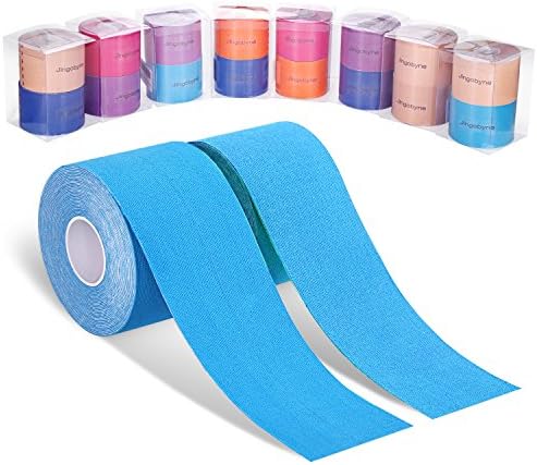 Jingobyne Kinesiology Tape Sport Tape Muscle Support Tape for Knee Back Shoulder Neck Elbow and Wrist, 5mx5cm Elastic Therapeutic Tape for Plantar Fasciitis and Tennis Elbow