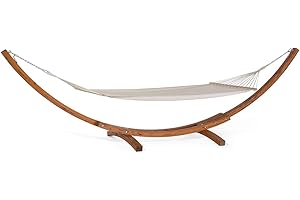 FLUR Amaca da Giardino con Supporto in Legno da Esterno Dimensioni 320 X 100 X 110 H Fino a 150 kg