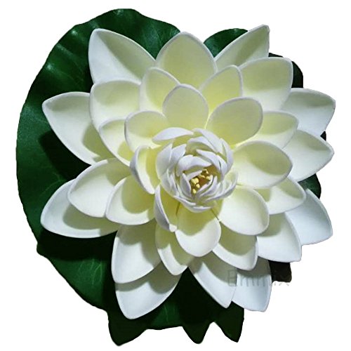 Künstlicher Lotus – E-Emmix Schwimmende Blume des künstlichen Schaums Lotus Weiß für Haus und Party Dekoration 7 „Set von 4 - 5