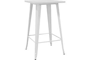VAUKURA Mesa Alta Industrial Oliix 60×60 Mate - Mesa Alta Bar (Blanco)