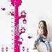 ufengke® Big Tree Cute Owls Monkey Height Chart Decals, Children's Room Nursery Removable Wall Stickers Murals, Pink