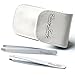 Produktbild ClassyLady Slant & Flat Tweezers Set With Leather CASE, 2-PACK, Stainless Steel, Best Quality For High Precision Daily Beauty Routines, Eyebrows, Ingrown Facial & Nose Hair, Splinters, Perfect Gift. (White)