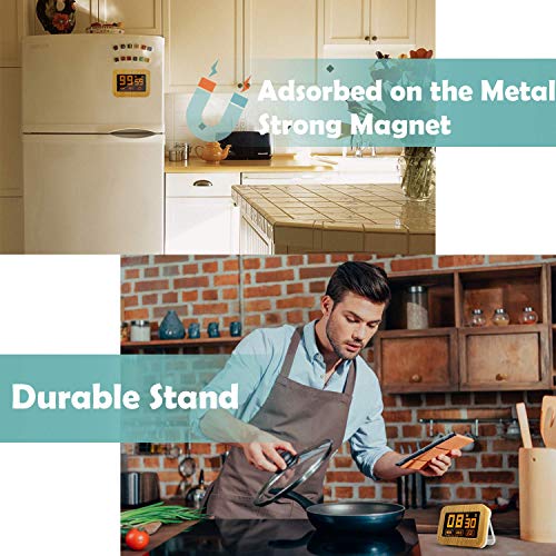 ZealBoom Touchscreen Küchenuhr Timer Digitaler, Küchentimer Magnetisch Elektronische Eieruhr Stoppuhr mit LCD Display und Stand, Lauter Wecker für Kochen/Studie/Sport Übung (AAA Batterien) - 4