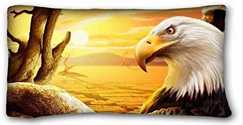 Custom Characteristic ( Animals eagle desert sun Figure ) Pillowcase Cushion Cover Design Standard Size 20x36 inches One Sides suitable for Queen-bed PC-White-16902