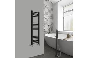 Warmehaus Straight Bathroom Heated Towel Rail Ladder Radiator Black 1000x300mm