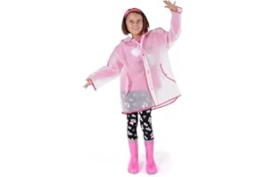 PERLETTI Abrigo Impermeable Niña Rosa - Chubasquero Niña 6 7 8 9 Años - Gabardina de Lluvia Viento con Mangas Capucha - Ropa Chaqueta Transparente con Ribete Fucsia - Tejido EVA Cool Kids