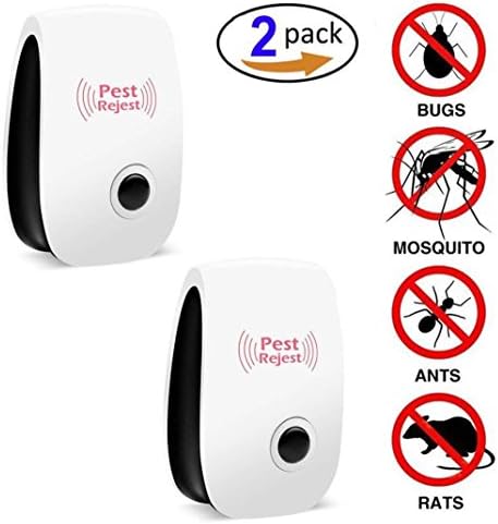 Pest Reject, Ultrasonic Pest Repeller, Control For Mosquitoes, Mice, Ants, Roaches, Spiders, Lizards, Flies, Bugs, Non-Toxic, Human And Pet Safe Electronic Plug In Repellent,2Pack