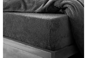 HOMES-LINEN Teddy Fitted Sheet Extra Deep 30cm Deep Fitted Bed Sheet Soft Cosy Warm Teddy Bed Sheet (Charcoal, Double)