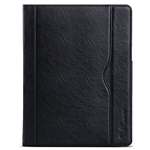 SAVFY iPad 2/3/4 Hülle Auto Sleep Wake up Funktion Business Serie Case Smart Cover mit Klettverschluss Handschlaufe, Kartensteckplätze schwarz - 8