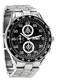 M&c Ferretti Silberne Armbanduhr für Herren | Edelstahl, Chronograph mit schwarzem Zifferblatt | FT14801