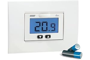 VEMER VE267100 KEO-B LCD - Termostato da Incasso per Caldaia con Display e Alimentazione a Batterie, Colore Bianco e Grigio Antracite