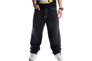 LUOBANIU Men's Vintage Hip Hop Style Baggy Jeans Denim Loose Fit Dance Skateboard Pants