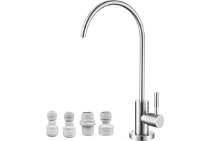 TEKXDD Grifo de Osmosis Inversa, Cocina Grifo de Agua Potable, Acero Inoxidable, Giratorio 360 grados, Grifo de Osmosis Inversa con Adaptador de 4, Grifos, Plata