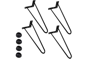 BAKAJI Set 4 Gambe da Tavolo Altezza 45 cm in Metallo Piedi per Tavolino Divano Sedie Panche e Mobili con Piedini Antiscivolo Design Moderno Industriale Colore Nero Kit Montaggio Incluso